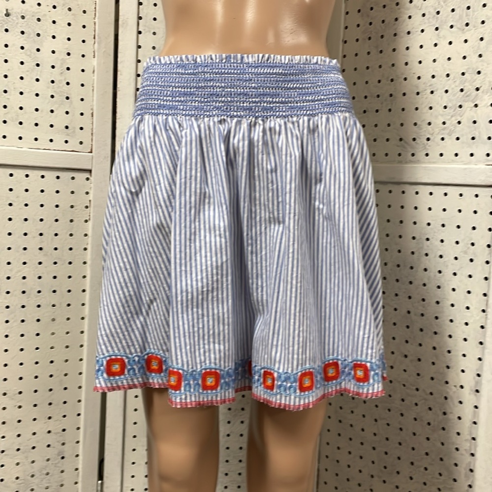 Tory Burch Blue and White Striped Mini Skirt